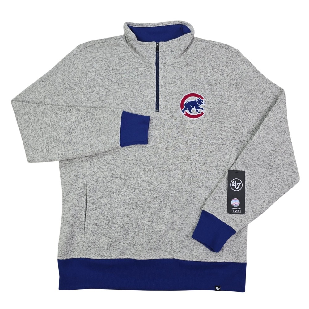 '47 Chicago Cubs Kodiak 1/4 Zip Pullover Mens XL Gray Blue MLB Fleece Sweater
